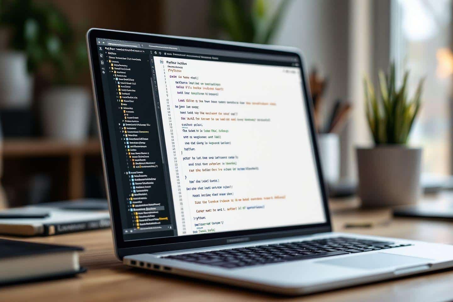 Écran d'ordinateur portable affichant du code source Python