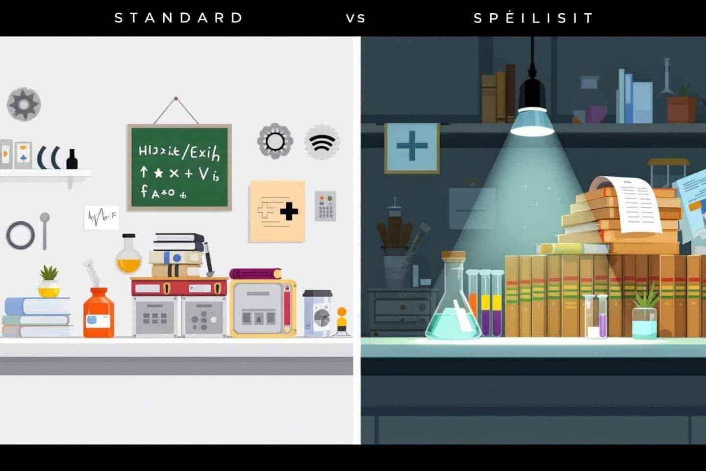 Deux espaces de laboratoire contrastés, l'un standard, l'autre sophistiqué