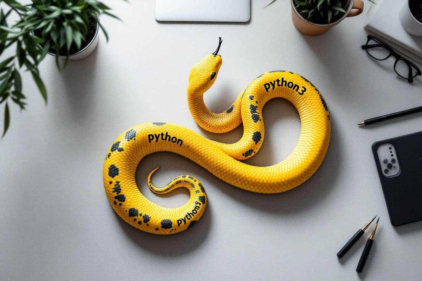Serpent jaune et noir représentant le langage de programmation Python