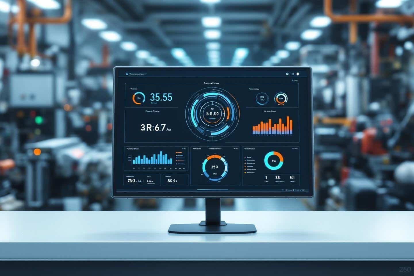 Écran d'analyse avec graphiques et données dans un environnement industriel