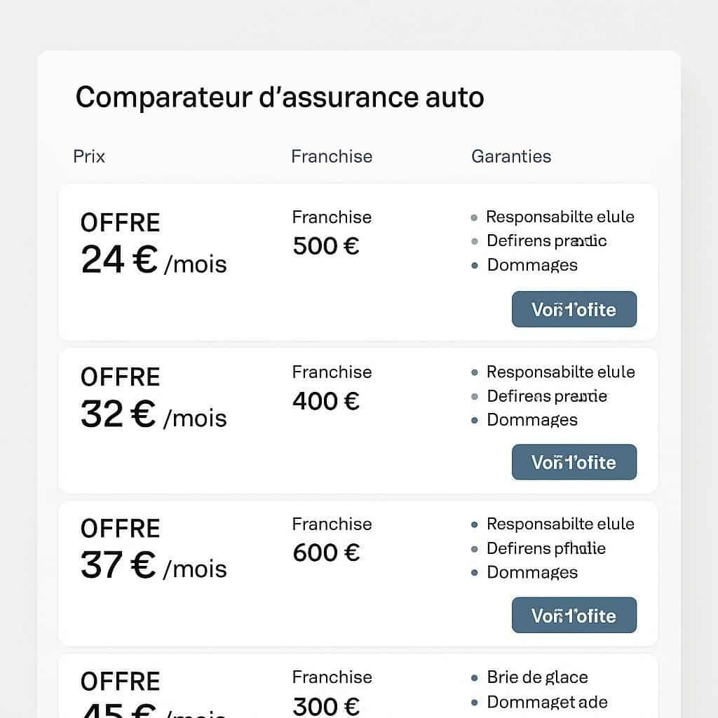 Comparez les meilleures offres d'assurance auto en quelques clics. Obtenez un devis gratuit et rapide pour trouver la couverture idéale au meilleur prix.