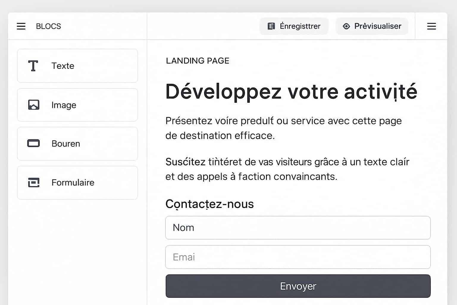 Créez facilement votre landing page professionnelle en quelques minutes avec notre outil gratuit, simple et rapide à utiliser.